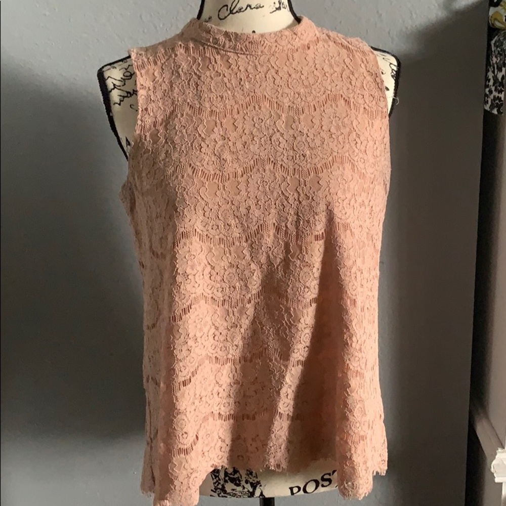 Rose & Olive Pink Lace Top